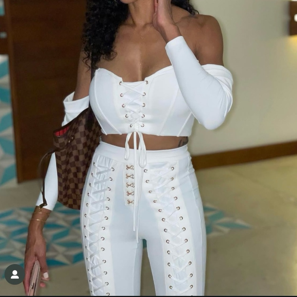 Club L London Cream Bustier Crop Top with Tie Front